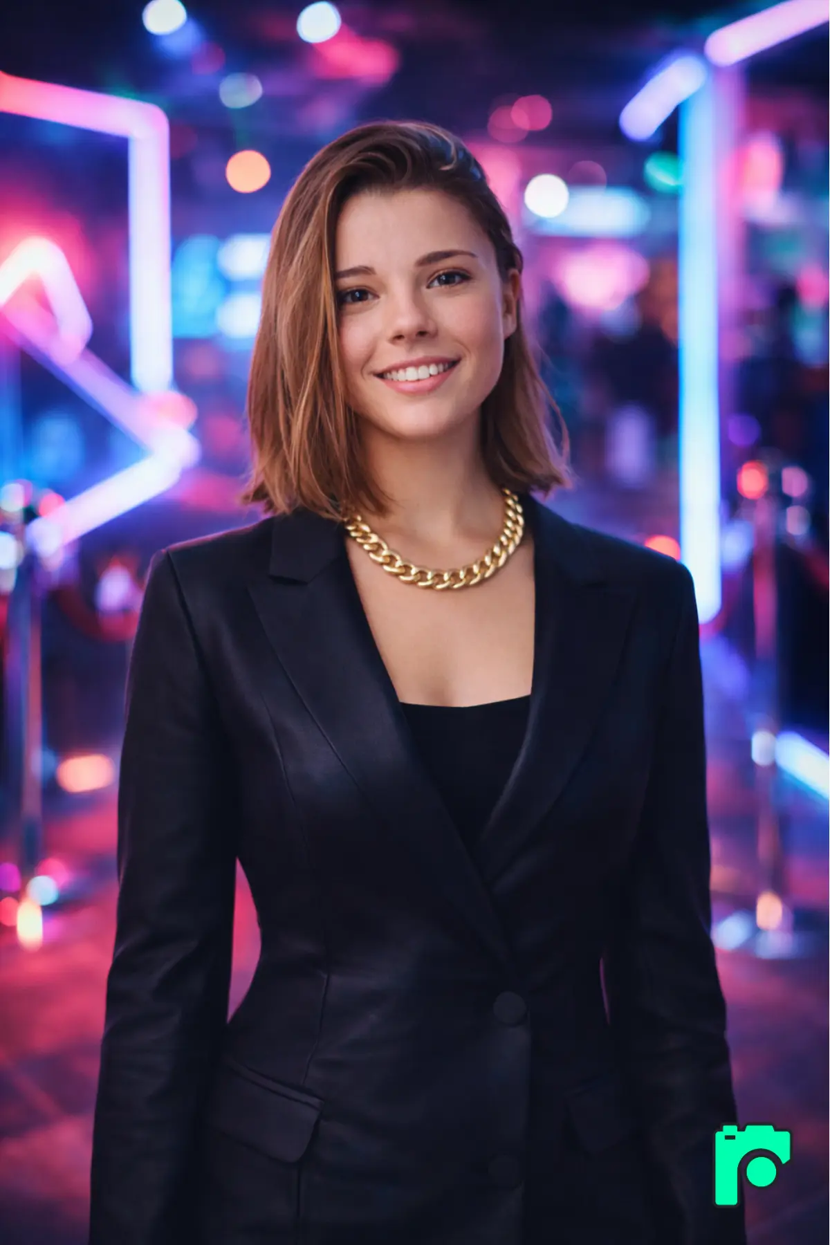 AI Editorial Portraits AI PHoto Booth Girl Neon